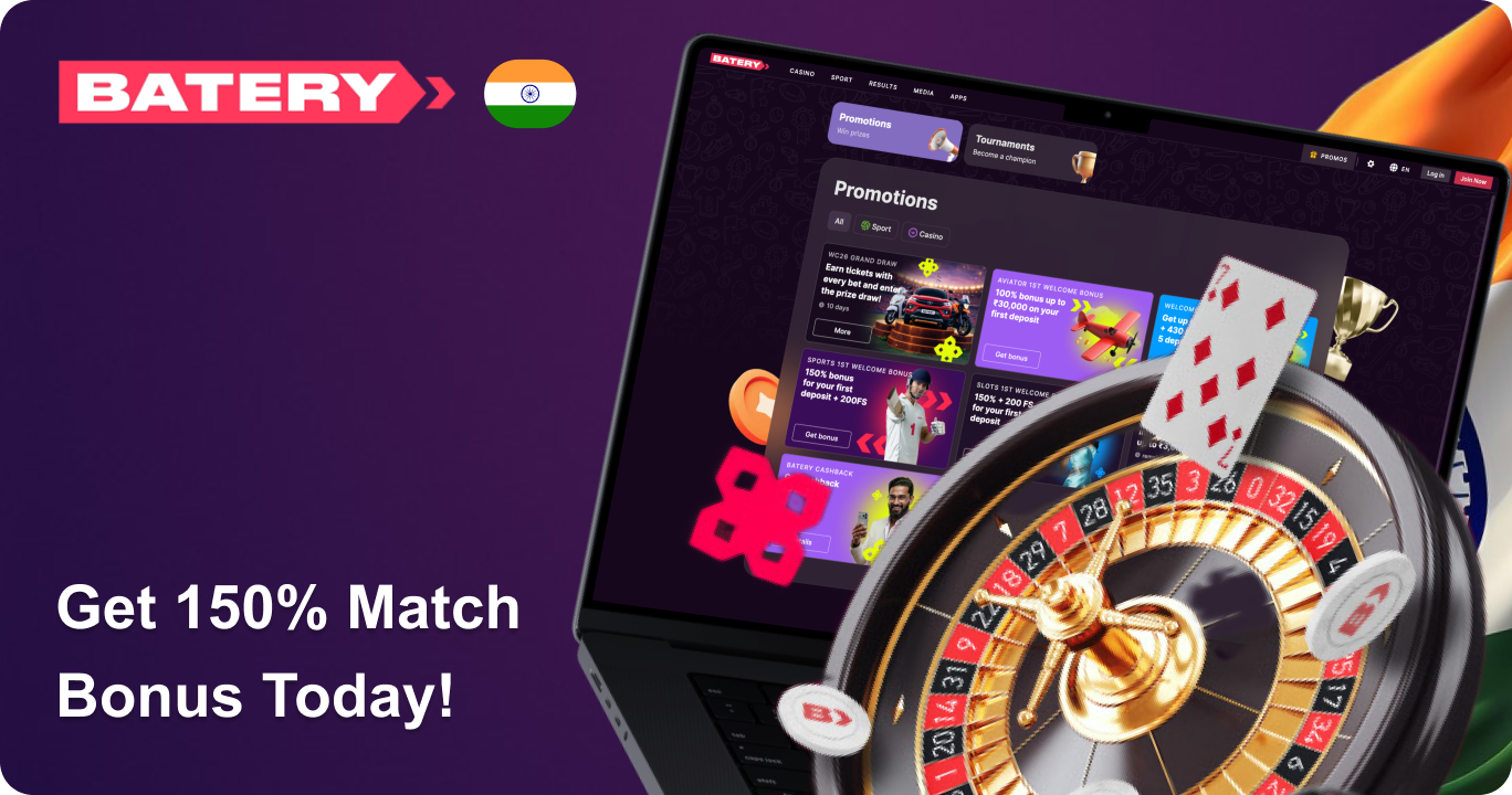 Batery Bet - Get 150% Bonus for Sport and Casino Today in India